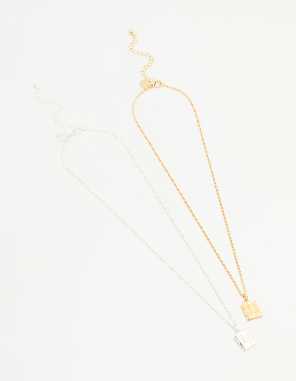 Gold & Silver Plated Locket Pendant Necklaces 2-Pack