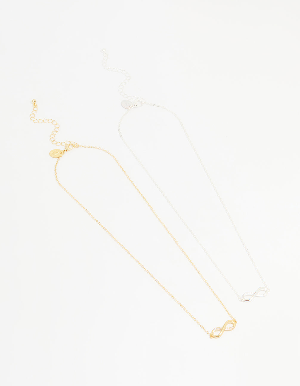 Mixed Metal Infinity Cubic Zirconia Pendant Necklaces 2-Pack