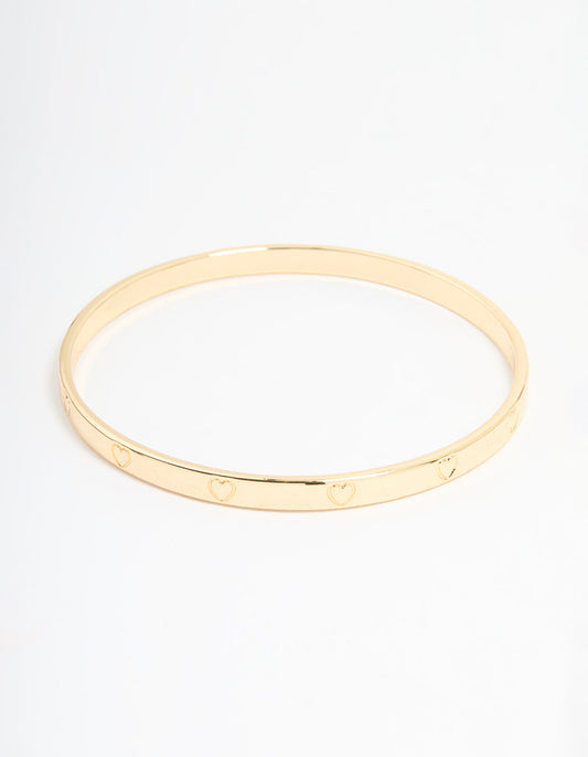 Gold Plated Brass Heart Bangle