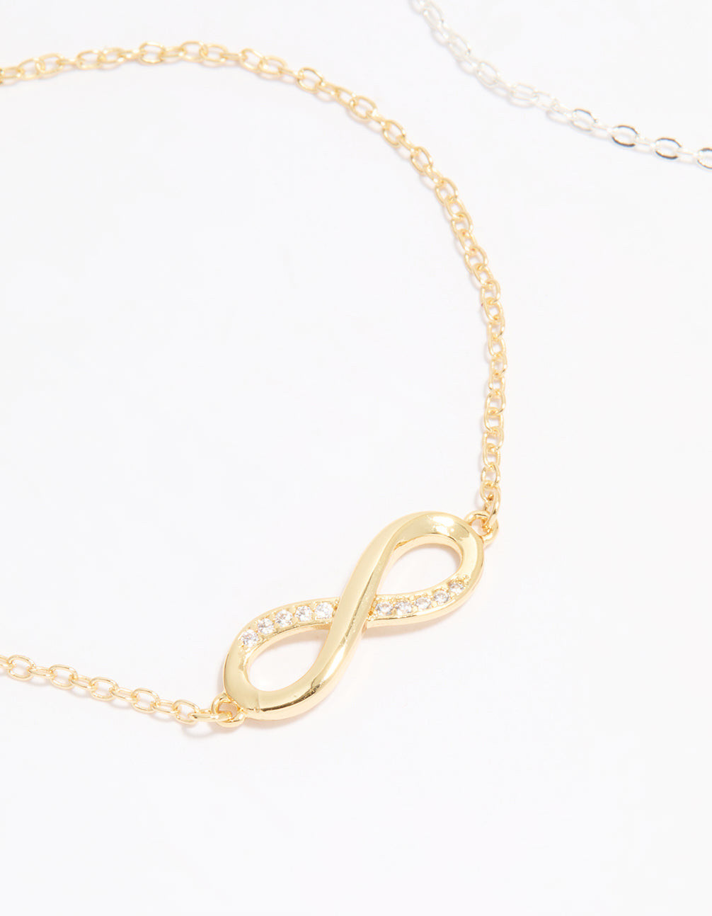 Mixed Metal Infinity Cubic Zirconia Toggle Bracelets 2-Pack