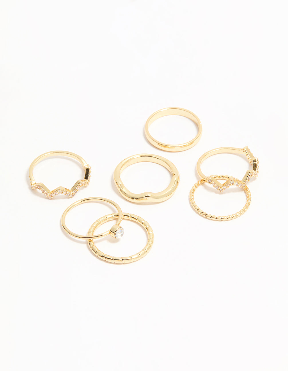 Gold Plated Zigzag Stacking Rings 7-Pack