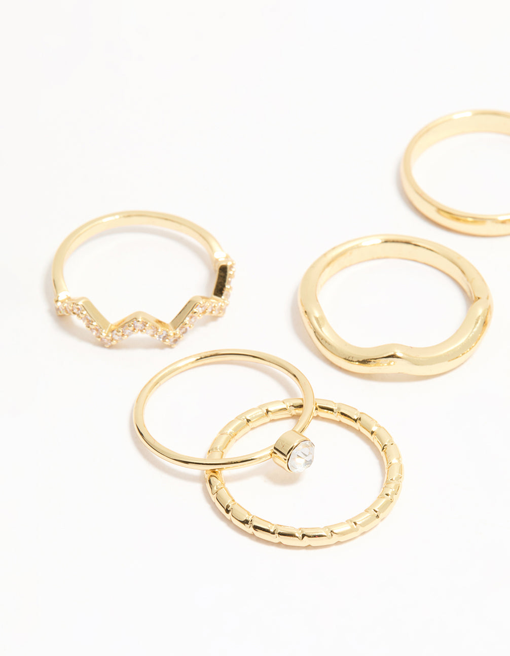 Gold Plated Zigzag Stacking Rings 7-Pack