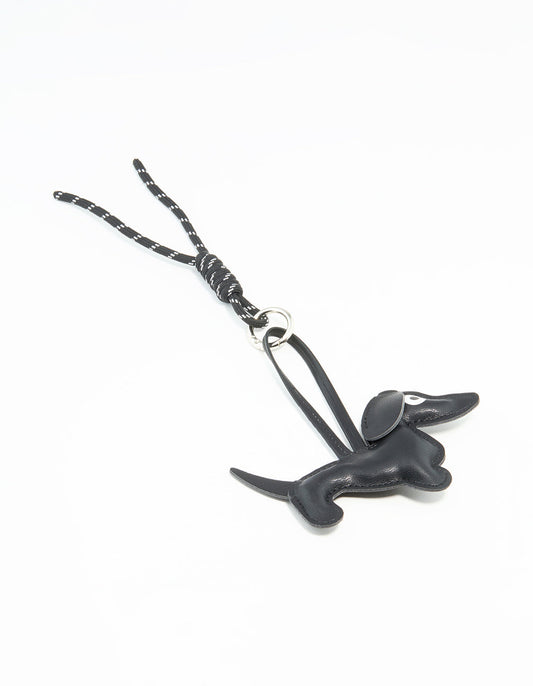 Black PU Leather Sausage Dog Key Chain