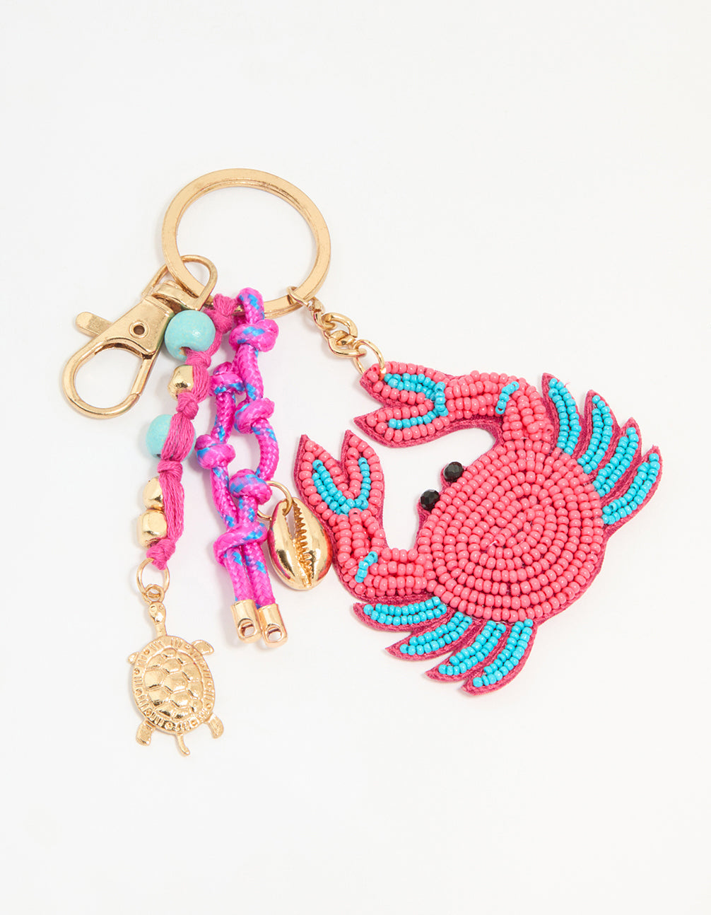 Red Beaded Crab Rope Keychain