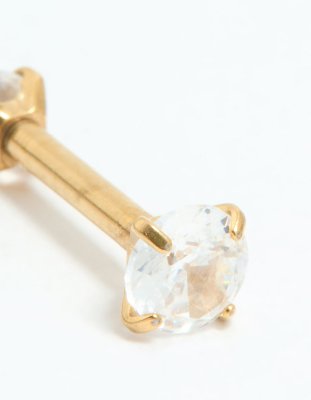 Gold Plated Surgical Steel Cubic Zirconia Reversible Flat Back Stud