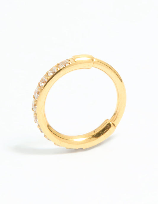 Gold Plated Surgical Steel Cubic Zirconia Micro Clicker