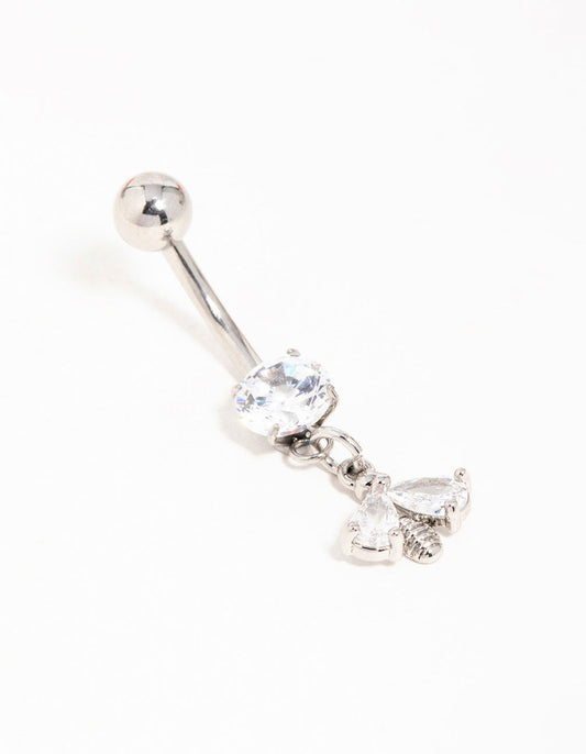 Surgical Steel Cubic Zirconia Bee Drop Belly Bar