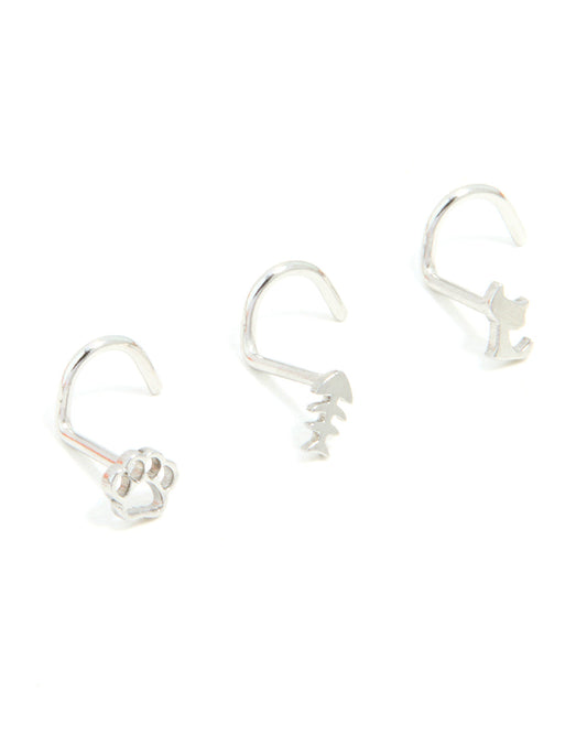 Surgical Steel Pet Motif Nose Stud 3-Pack