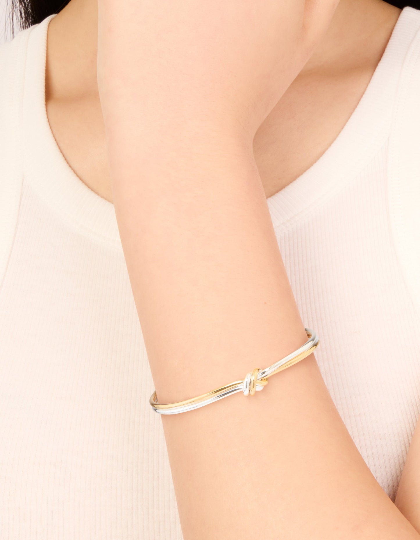 Mixed Metal Knotted Wrist Cuff