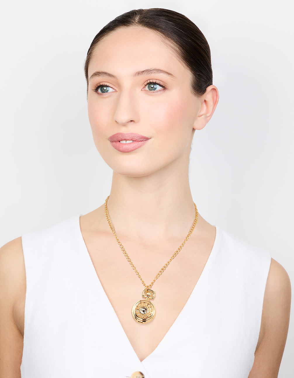 Gold Vintage Pocket Watch Necklace