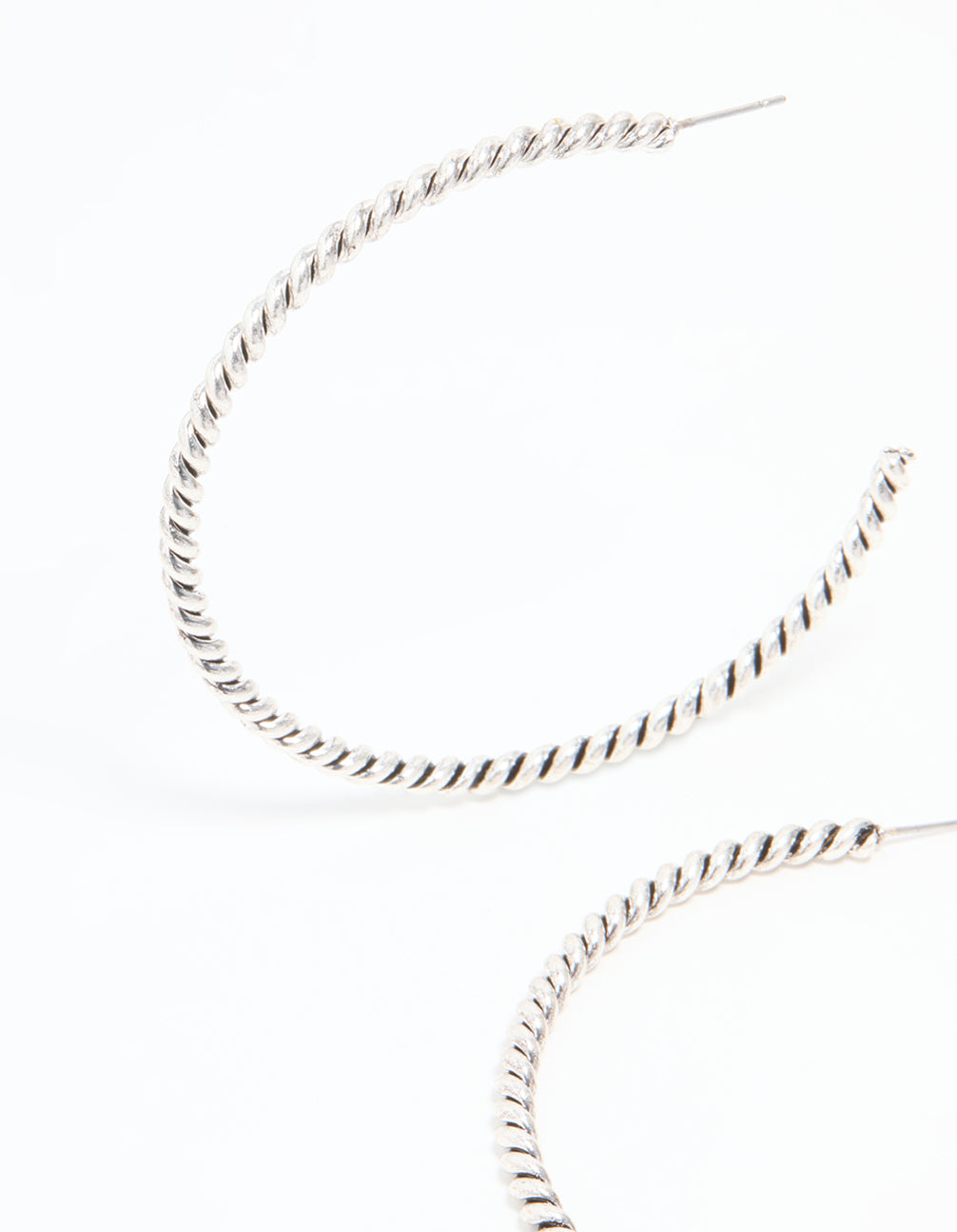 Antique Silver Detailed Hoop Earrings