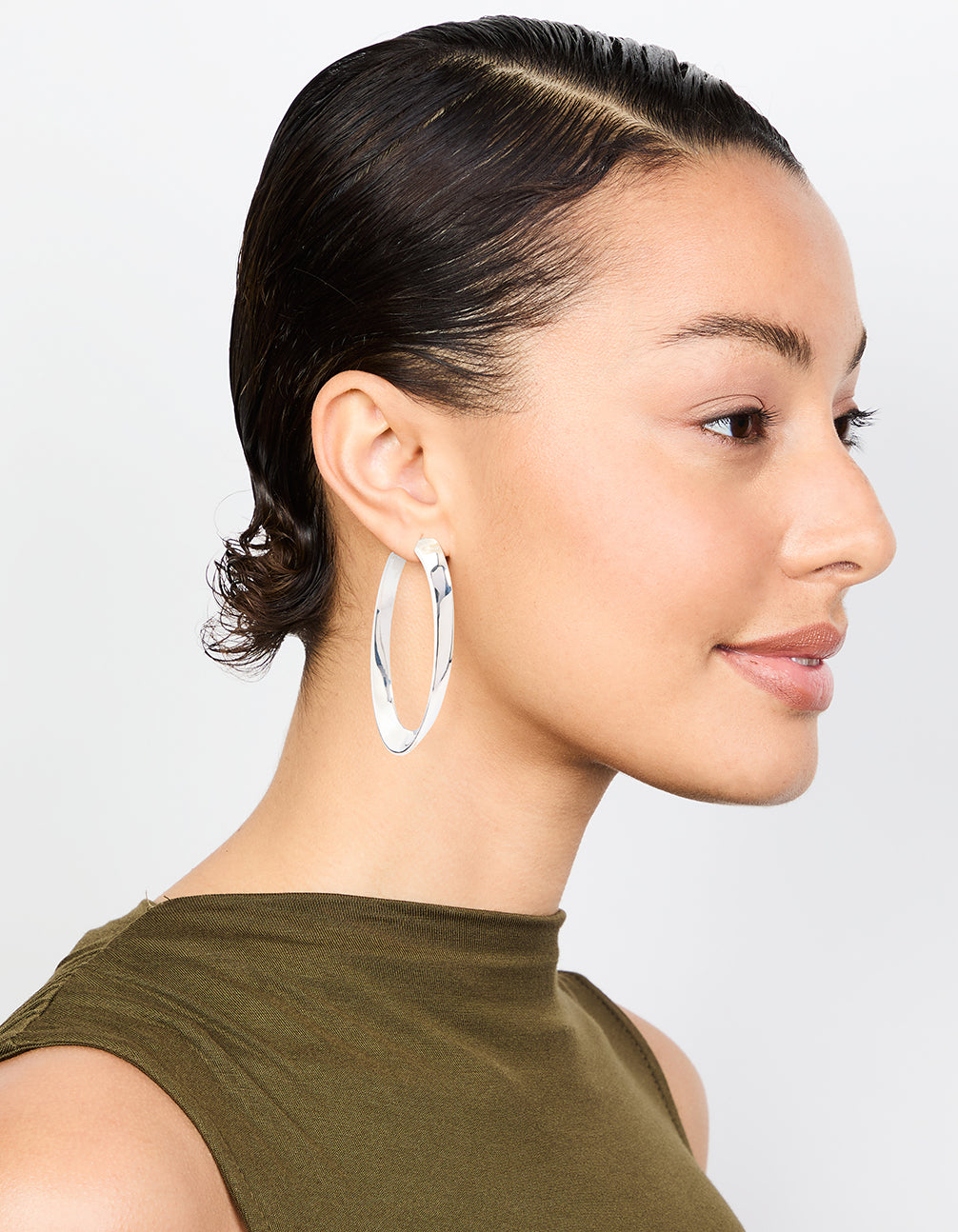 Silver Twisted Hoop Earrings