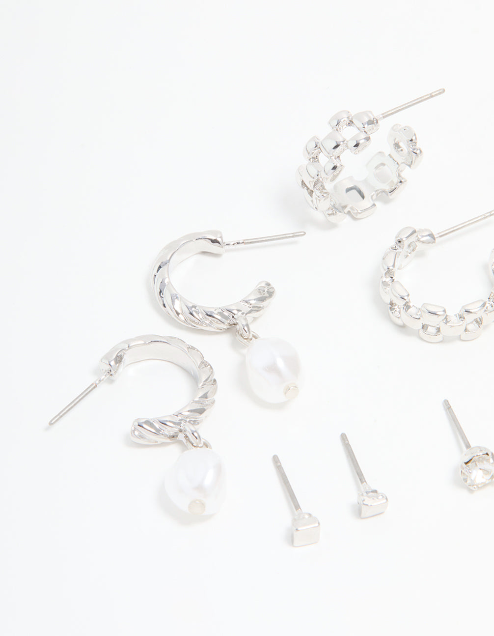 Silver Hoop & Stud Earrings 6-Pack