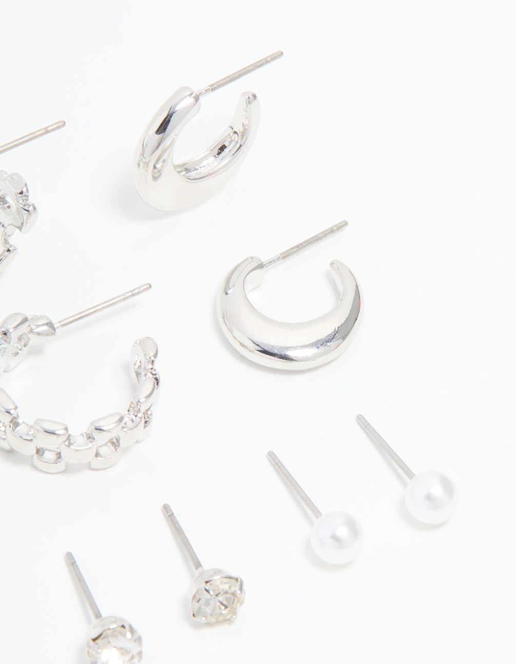 Silver Hoop & Stud Earrings 6-Pack