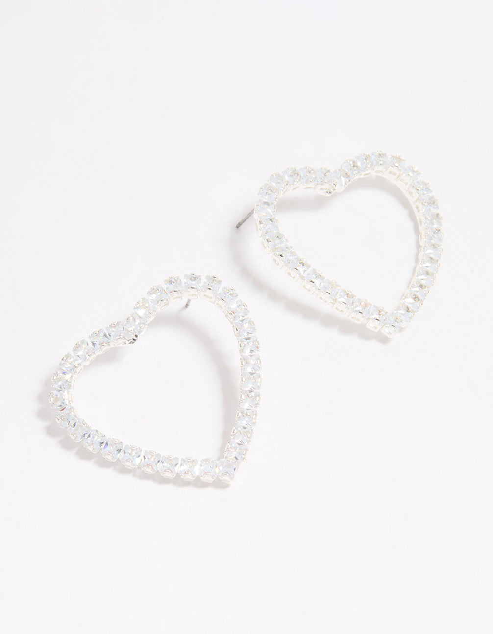 Silver Cubic Zirconia Heart Stud Earrings
