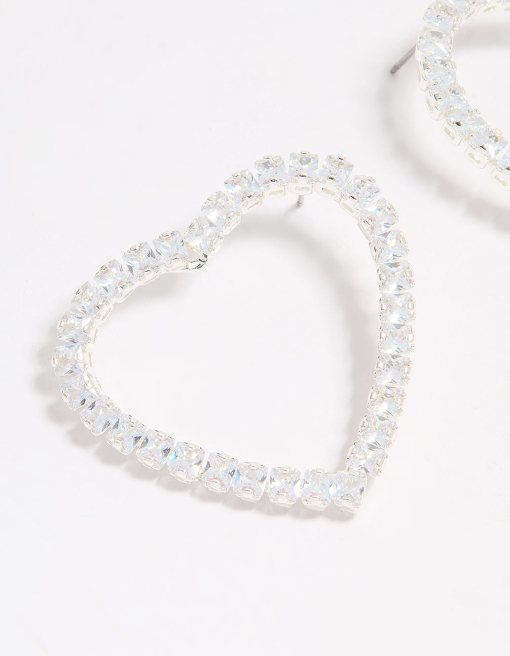 Silver Cubic Zirconia Heart Stud Earrings