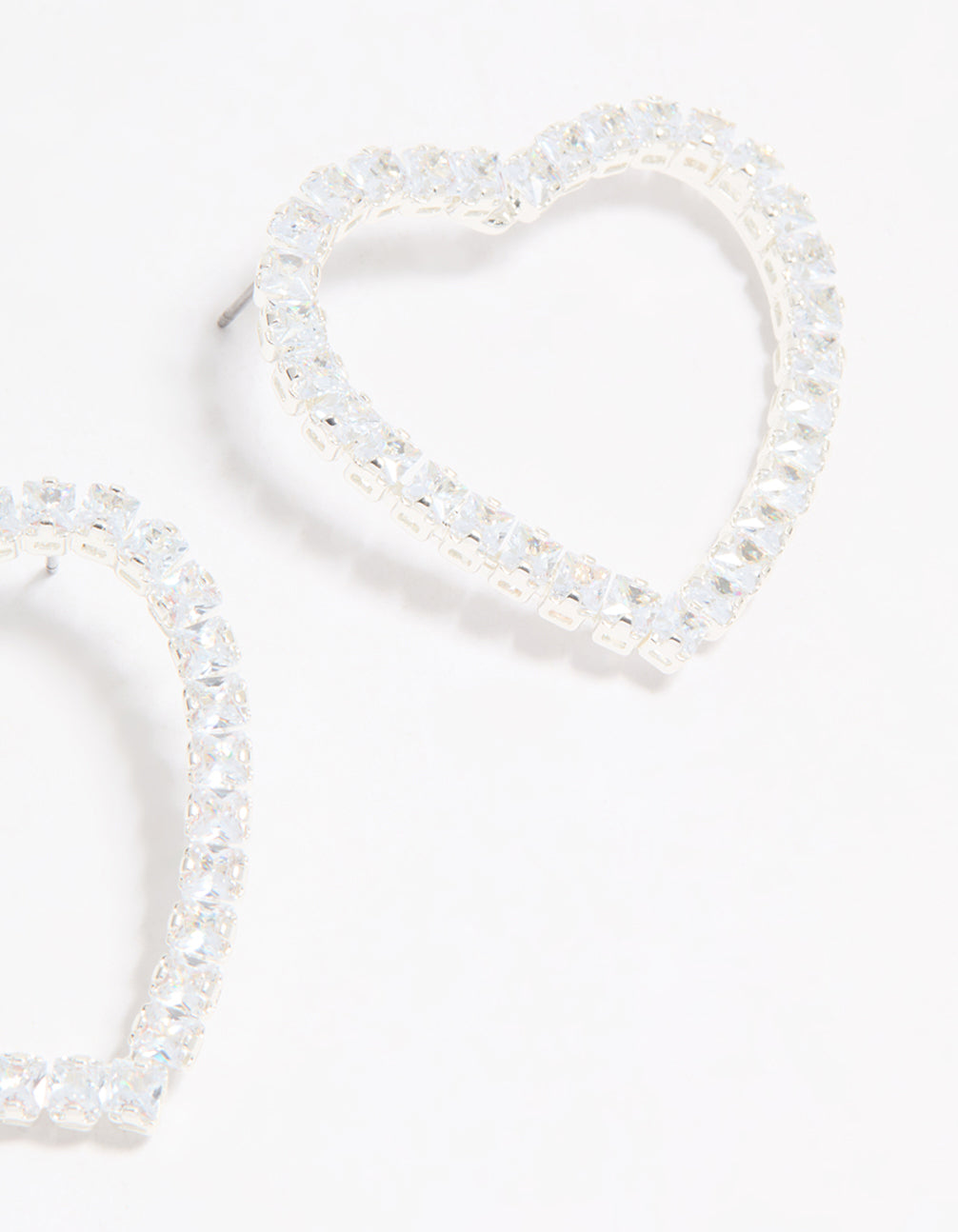 Silver Cubic Zirconia Heart Stud Earrings
