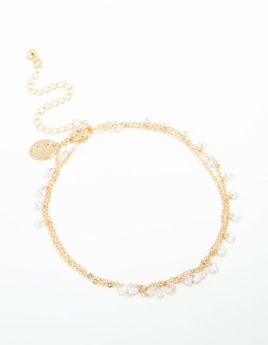 Gold Cubic Zirconia Charm Necklace