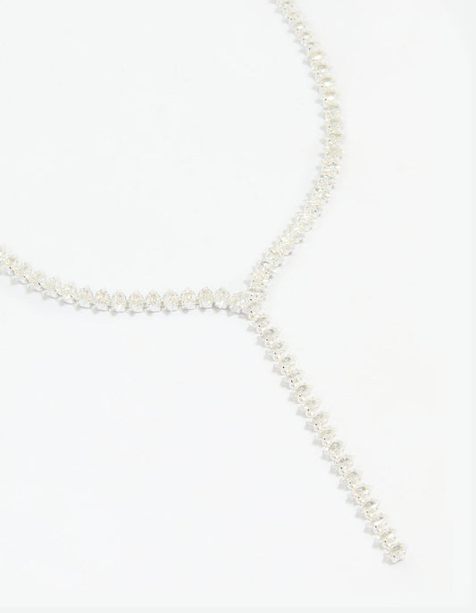 Silver Cubic Zirconia Graduating Y-Necklace