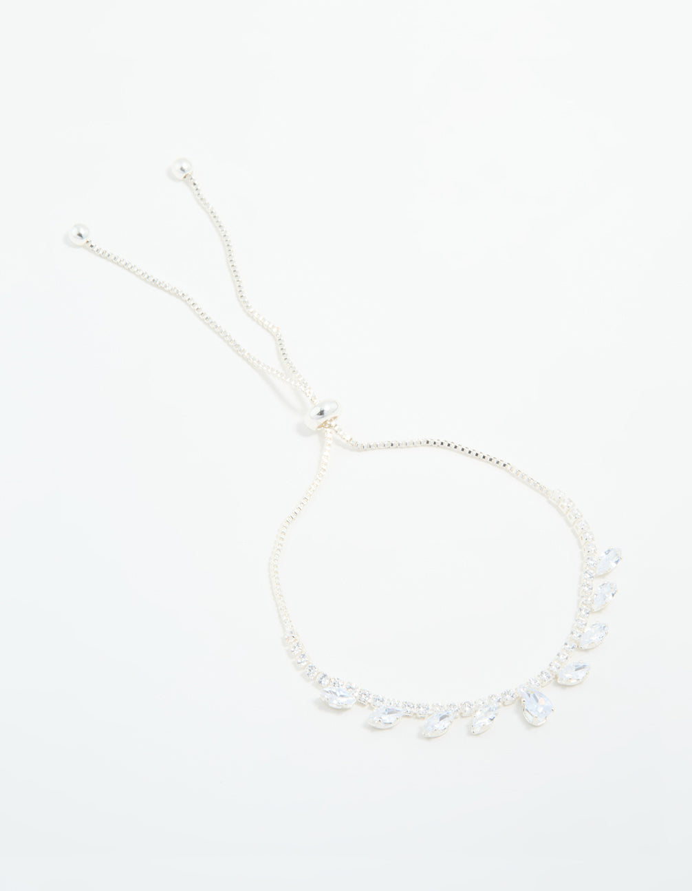 Silver Cubic Zirconia Navette Toggle Bracelet