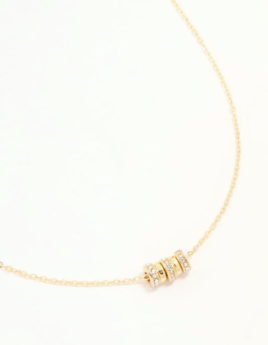 Gold Plated Cubic Zirconia Rondell Necklace