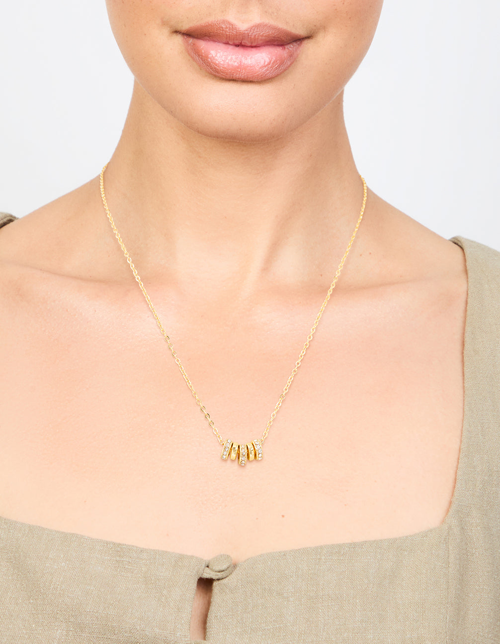 Gold Plated Cubic Zirconia Rondell Necklace
