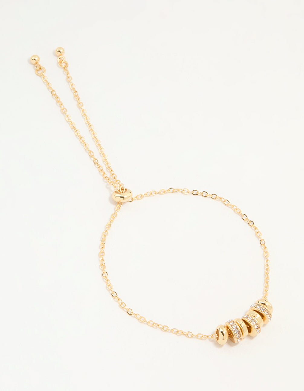 Gold Plated Cubic Zirconia Rondell Toggle Bracelet