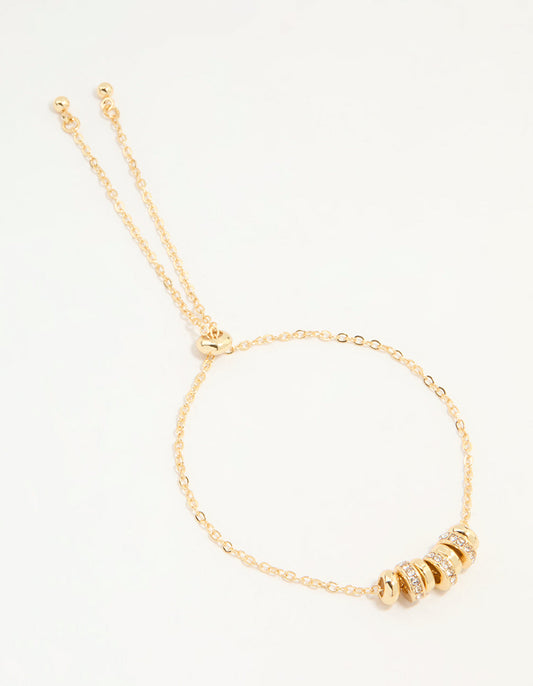 Gold Plated Cubic Zirconia Rondell Toggle Bracelet