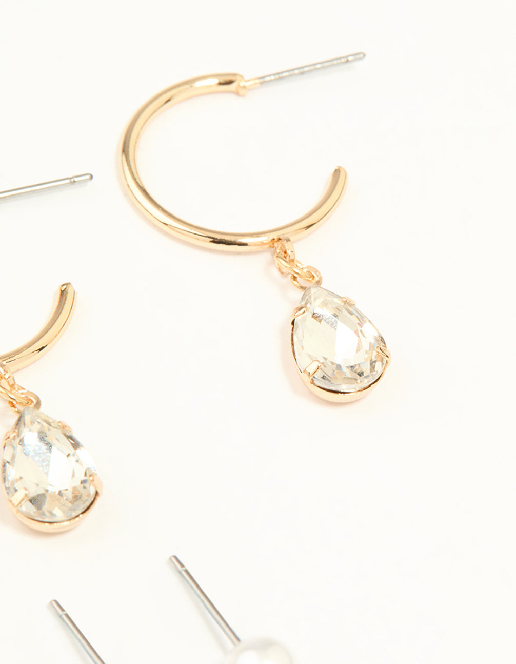 Gold Diamante & Pearl Earrings Stack 7-Pack