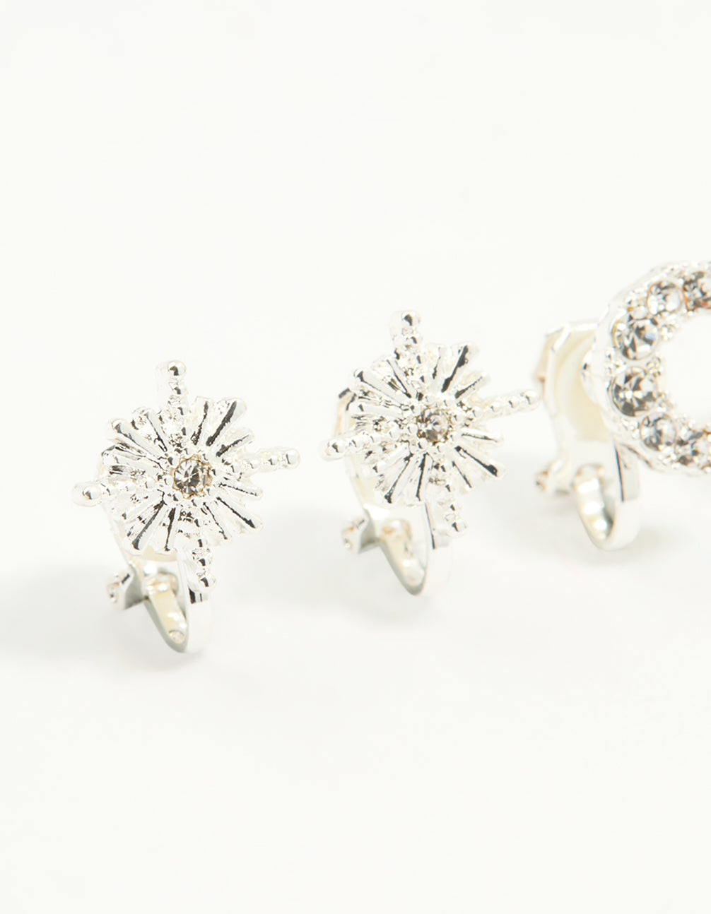Silver Star & Moon Clip-On Earrings 4-Pack
