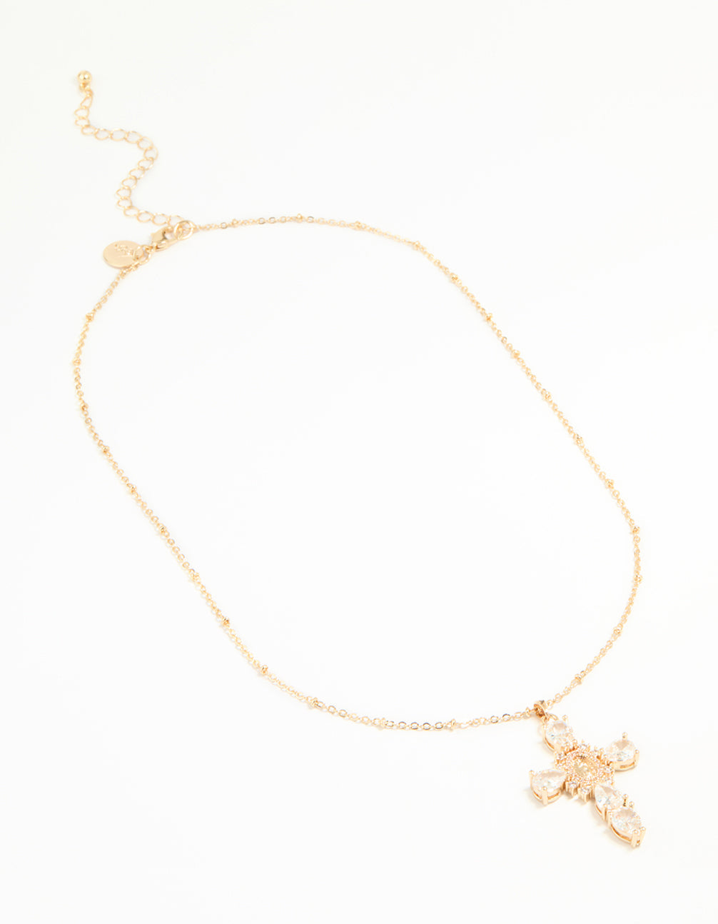 Gold Cubic Zirconia Mary Cross Necklace