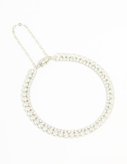 Silver Cubic Zirconia Layered Tennis Bracelet