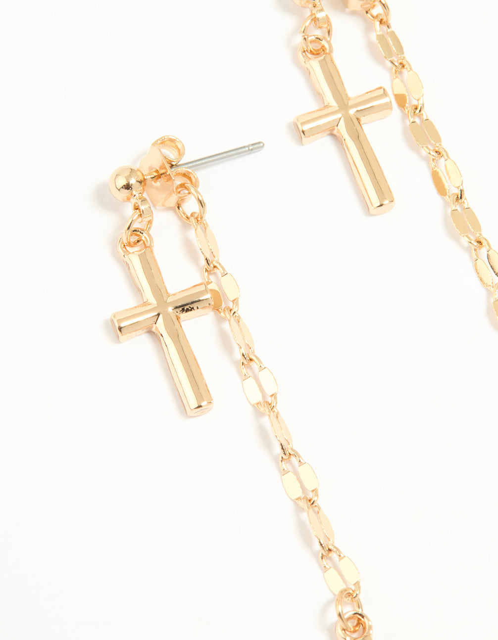 Gold Dangly Cross Drop Earrings
