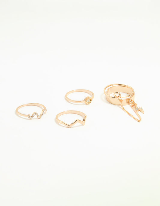 Gold Wavy Rings Pack