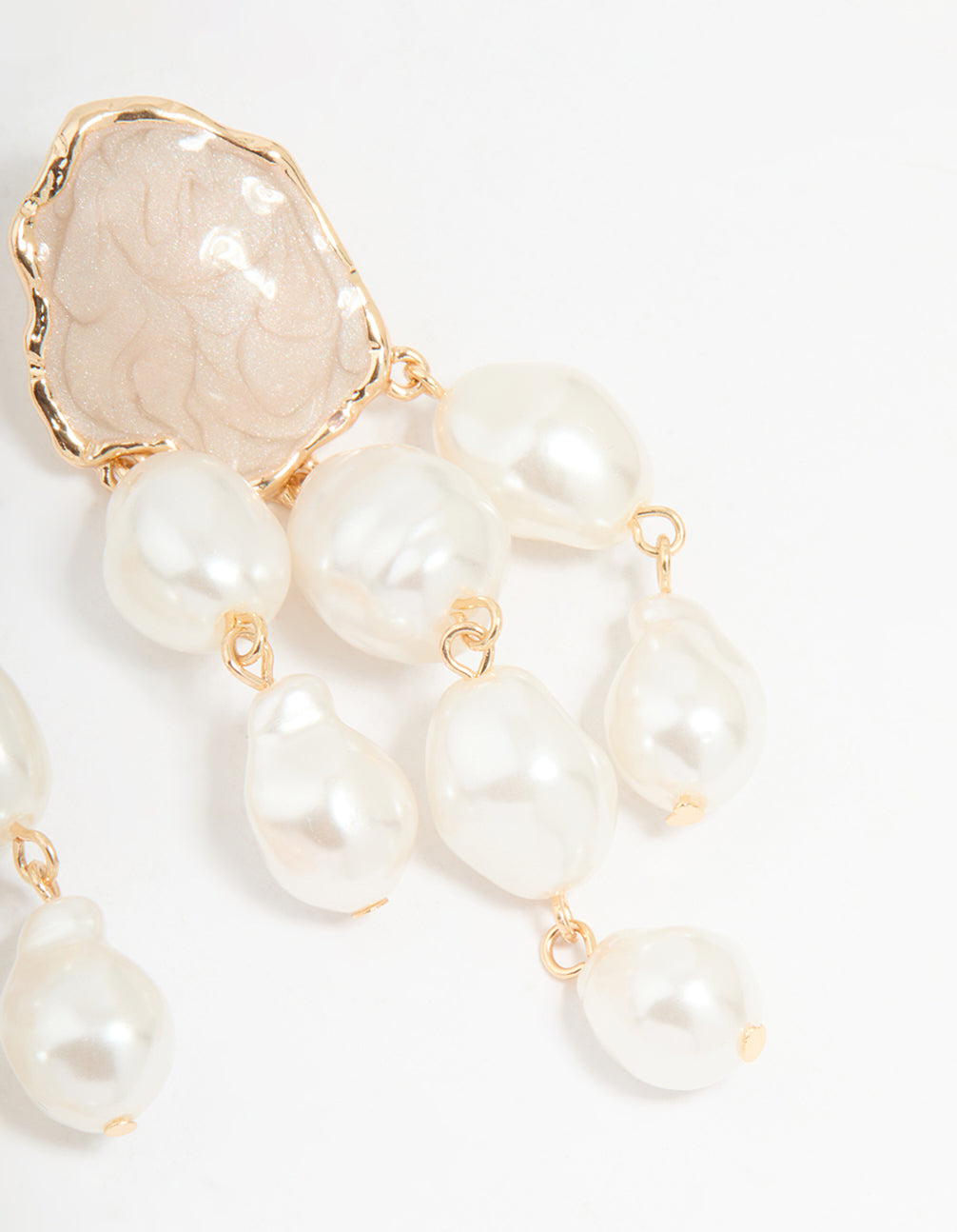 Gold Pearl Triple Layered Drop Earrings
