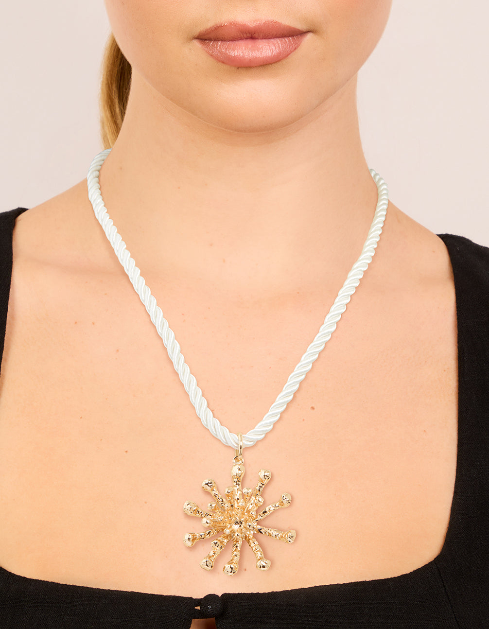 Cream Rope Coral Pendant Necklace