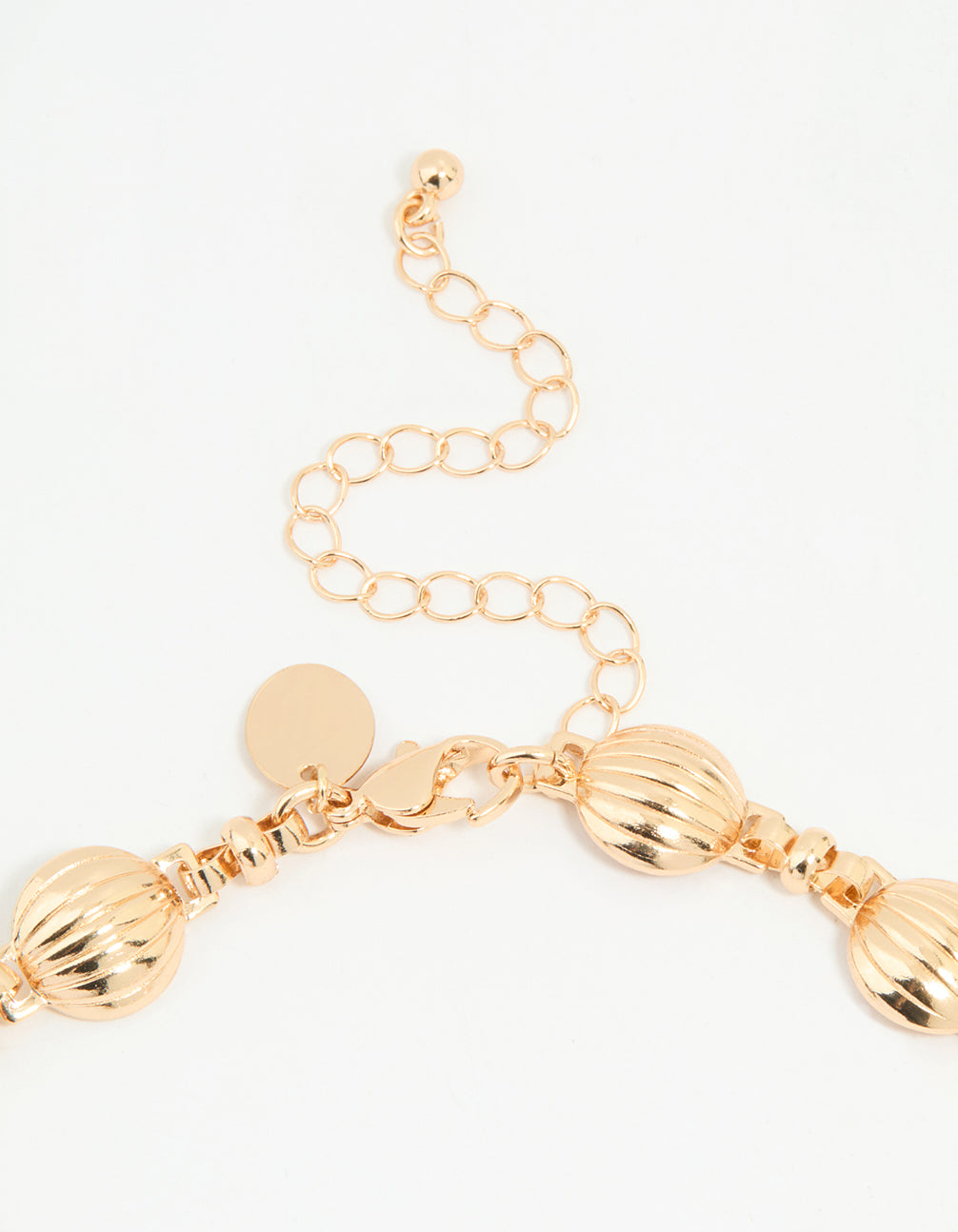 Gold Textured Ribbed Circle Choker Necklace