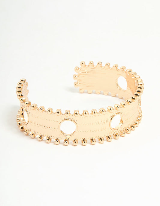 Gold Textured Cutout Wrist Cuff