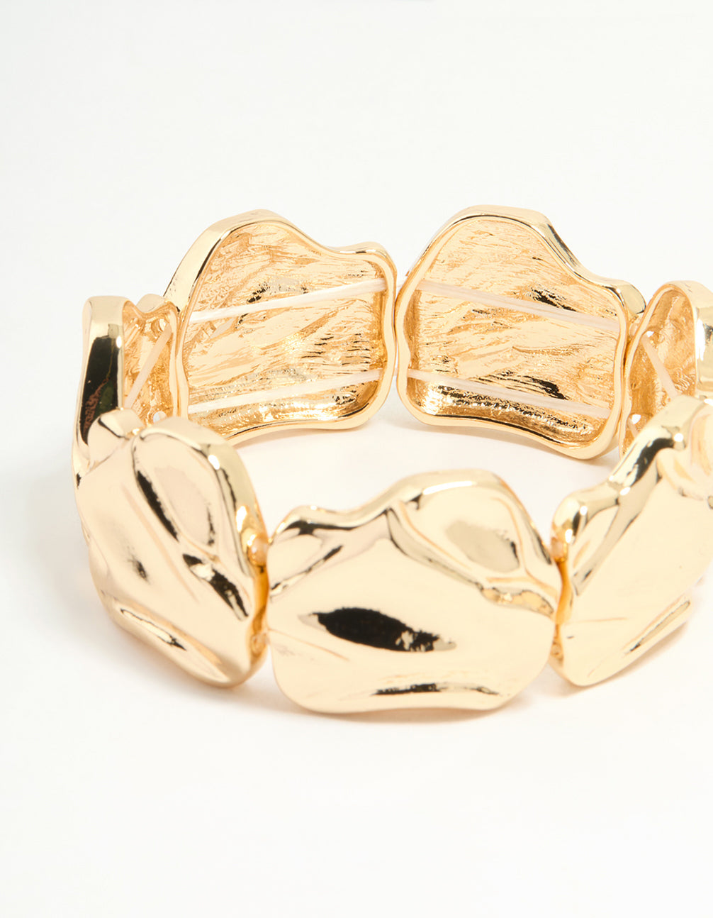 Gold Textured Leaf Stretch Bracelet