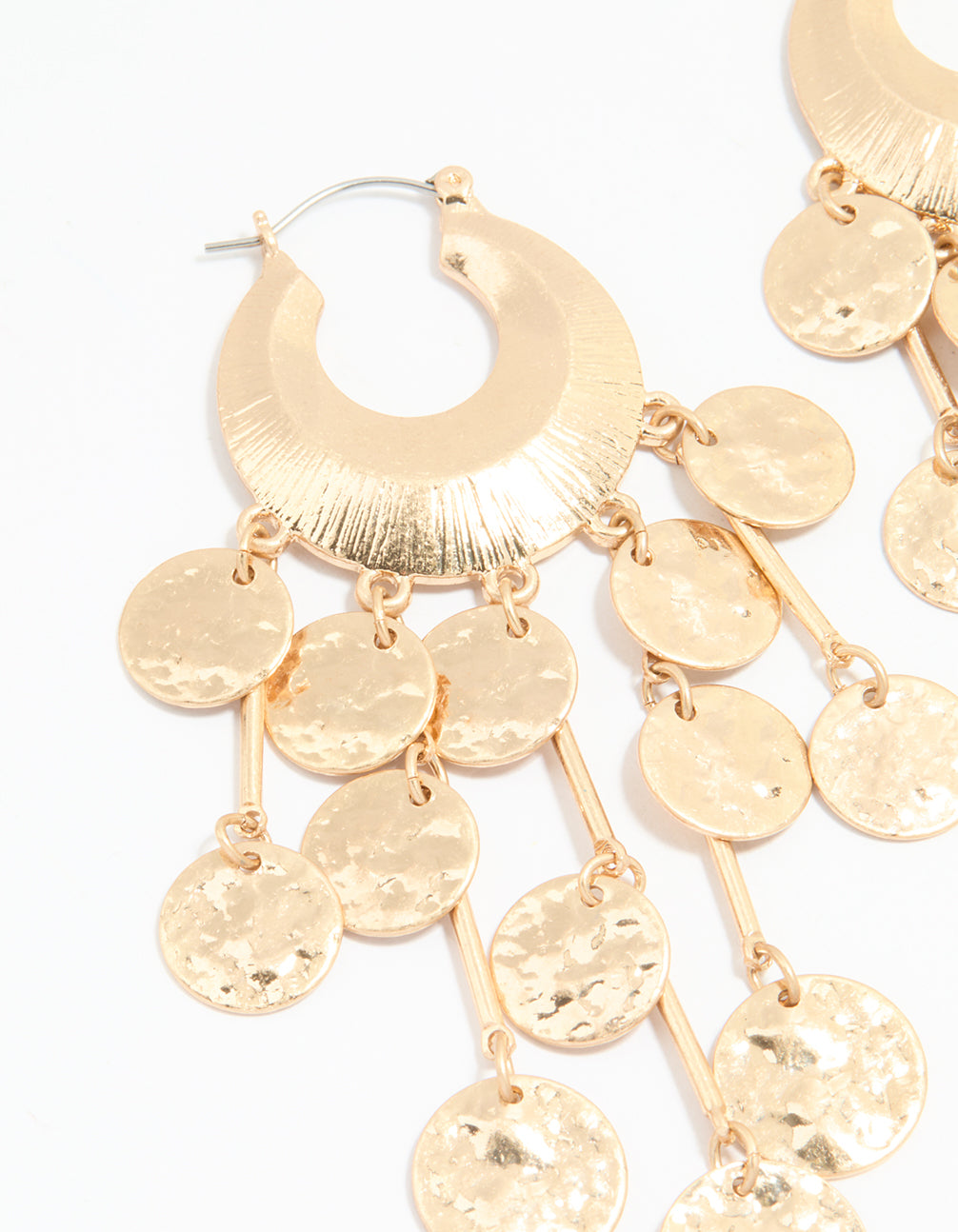 Gold Cascading Disc Hoop Earrings