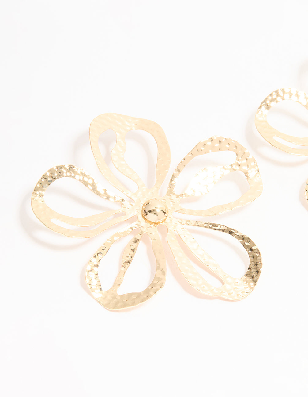 Gold Cut Out Large Flower Stud Earrings