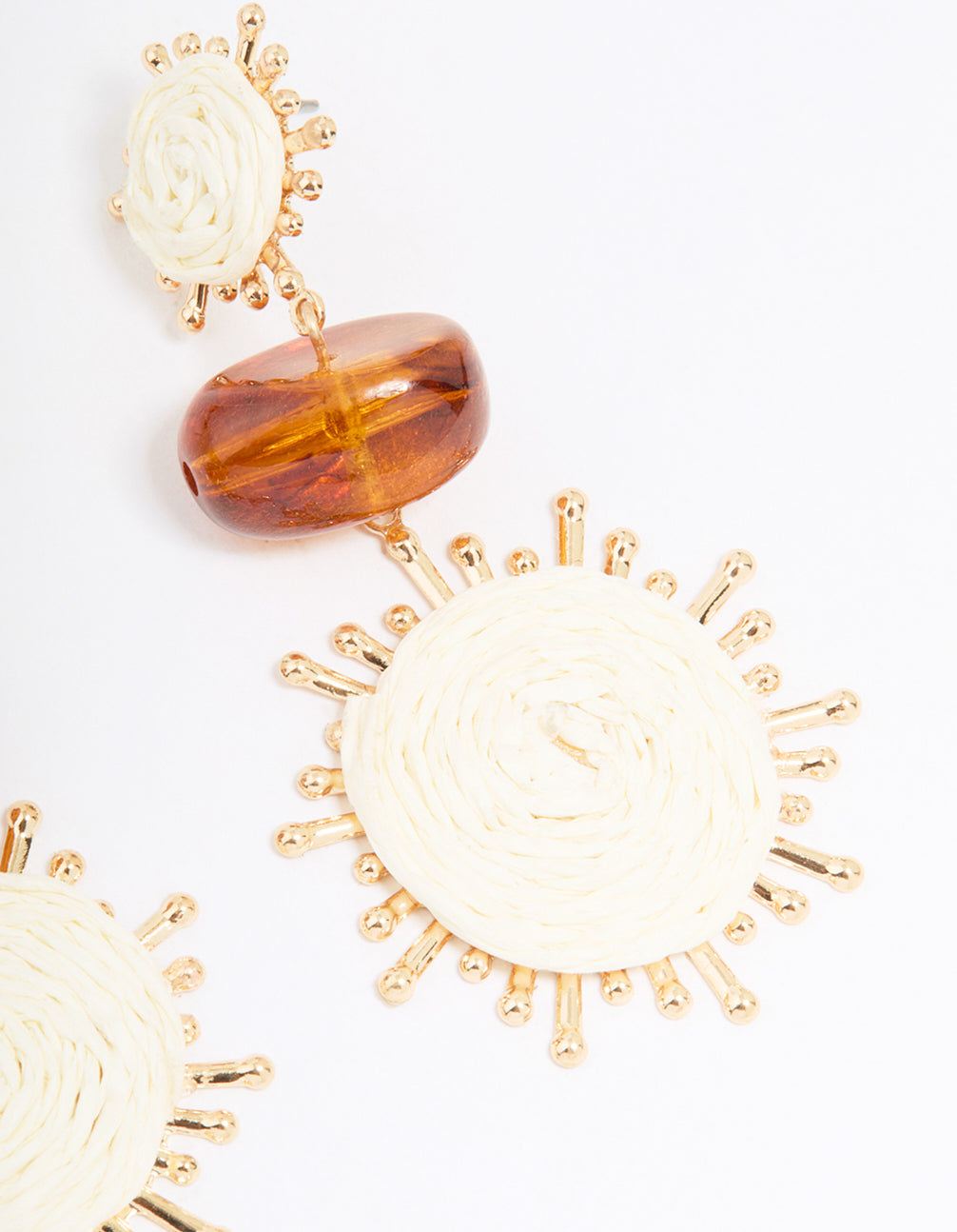 Gold Brown Stone Twisted Drop Earrings