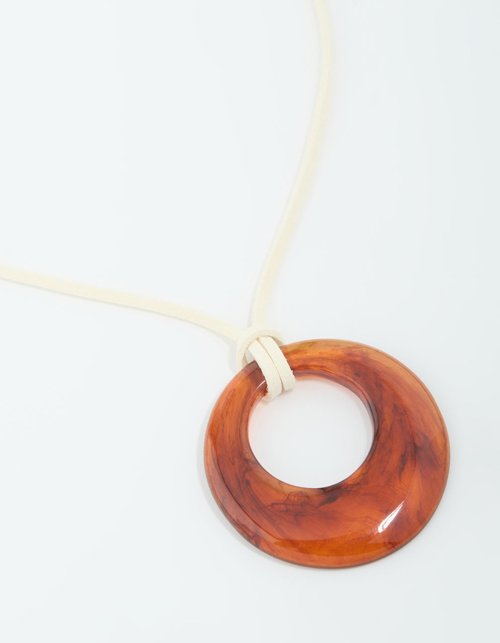 Brown Donut Pendant Cord Necklace