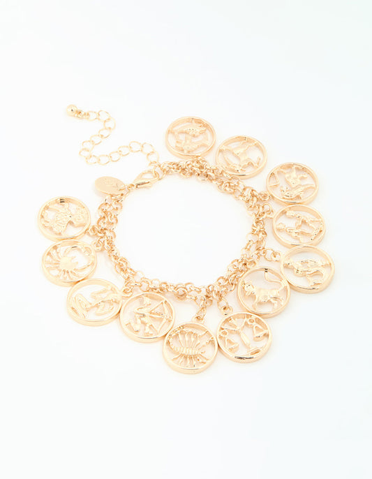 Gold Zodiac Signs Charm Bracelet