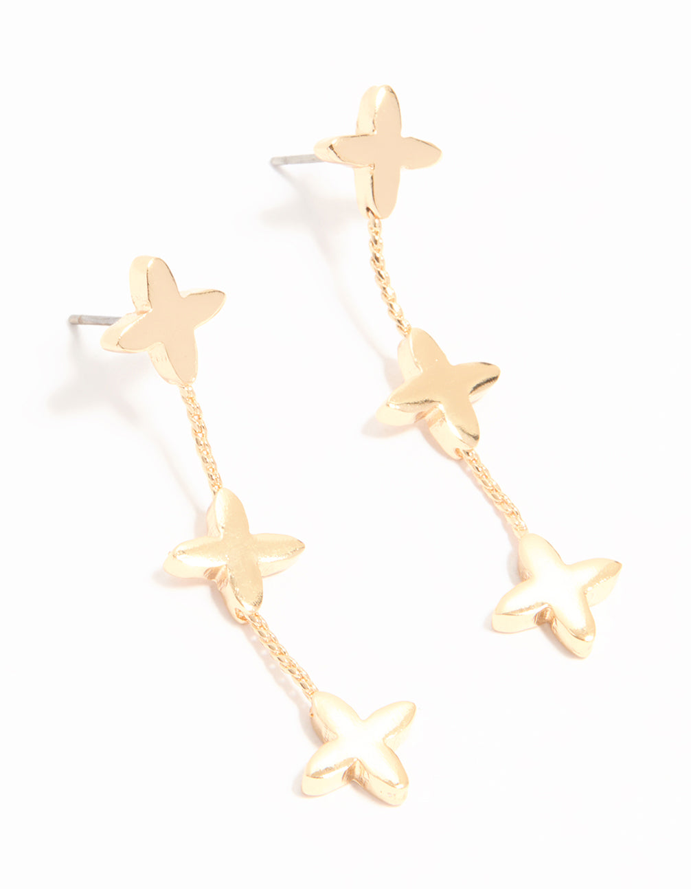 Gold Chain Flower Drop Earrings