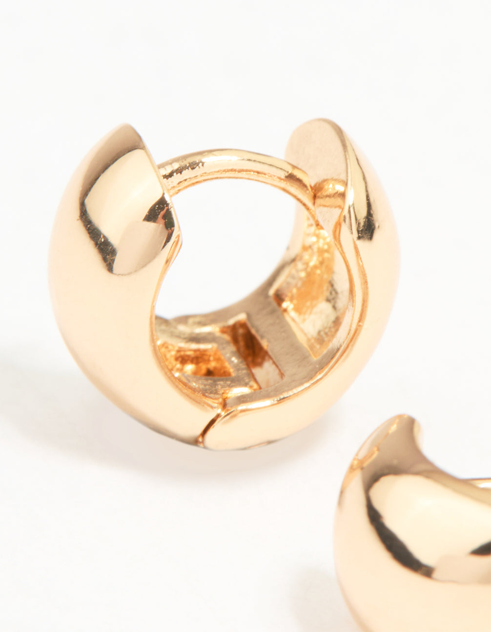 Gold Thick Short Mini Huggie Earrings