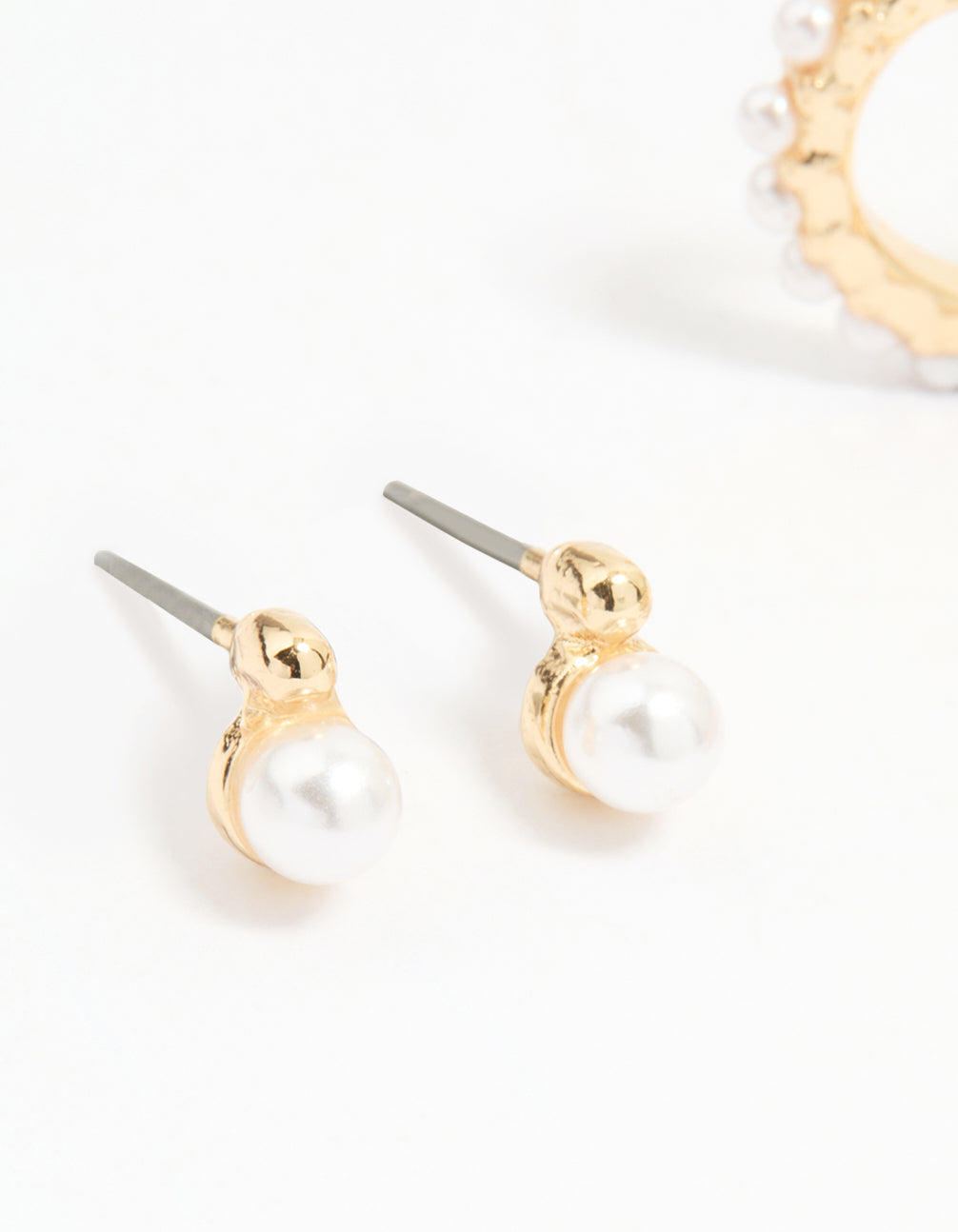 Gold Mixed Pearl Charm Huggie Earrings 3-Pack