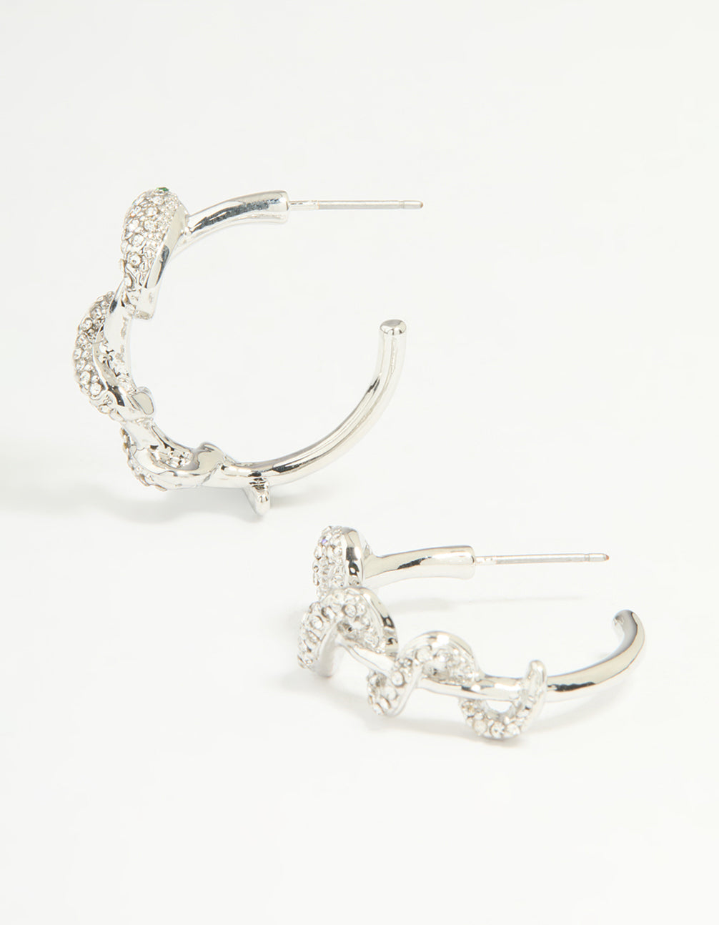 Silver Diamante Snake Hoop Earrings