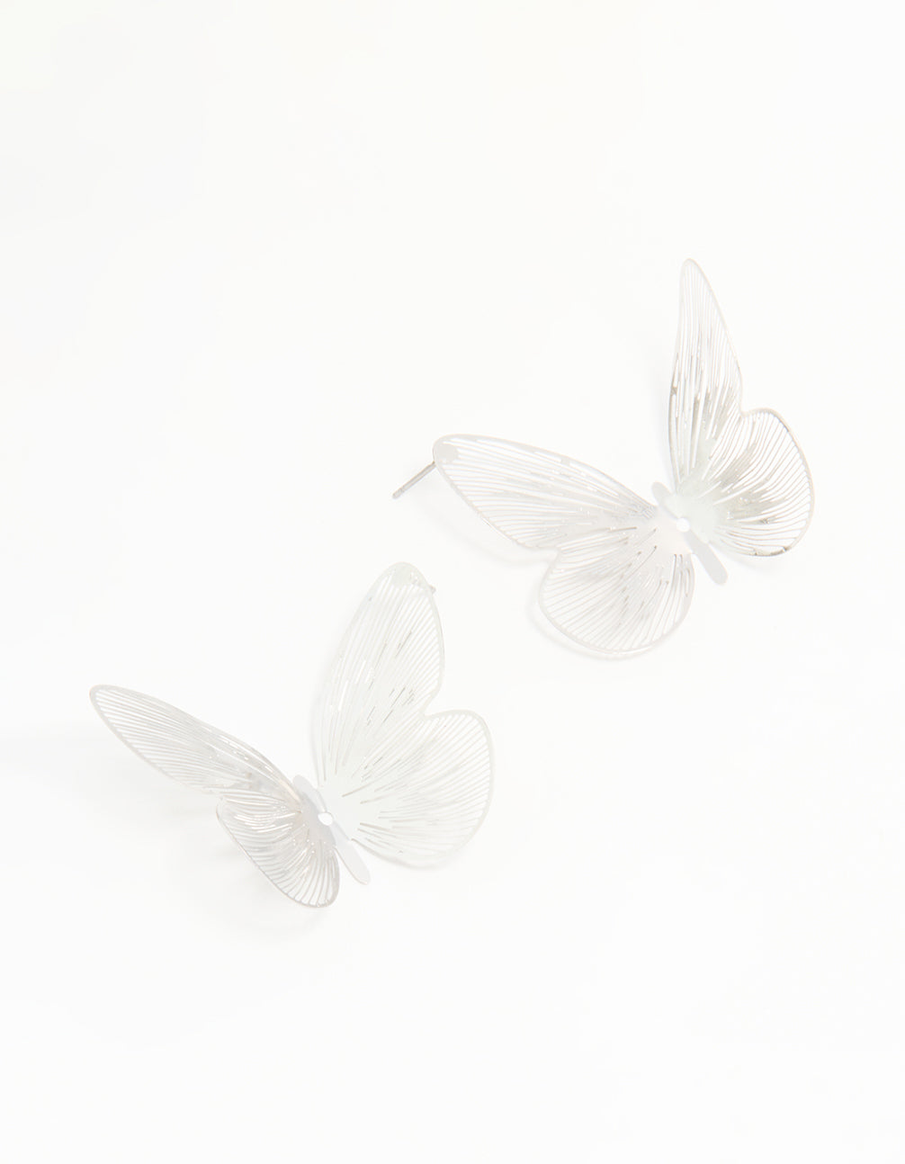 Silver Large Butterfly Stud Earrings