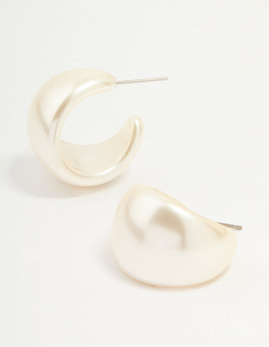 White Coated Metal Mini Chubby Hoop Earrings
